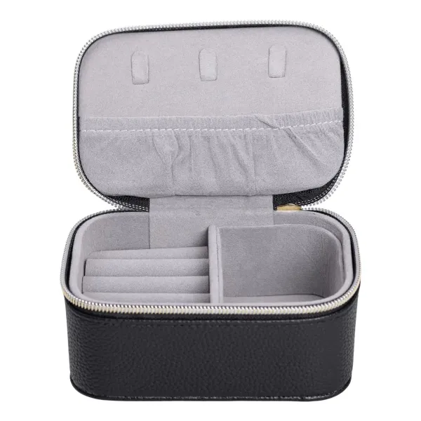 Скринька для прикрас Yiwu із екошкіри на блискавці 13х9х6 см Чорний (147-107-HP-5-26B)