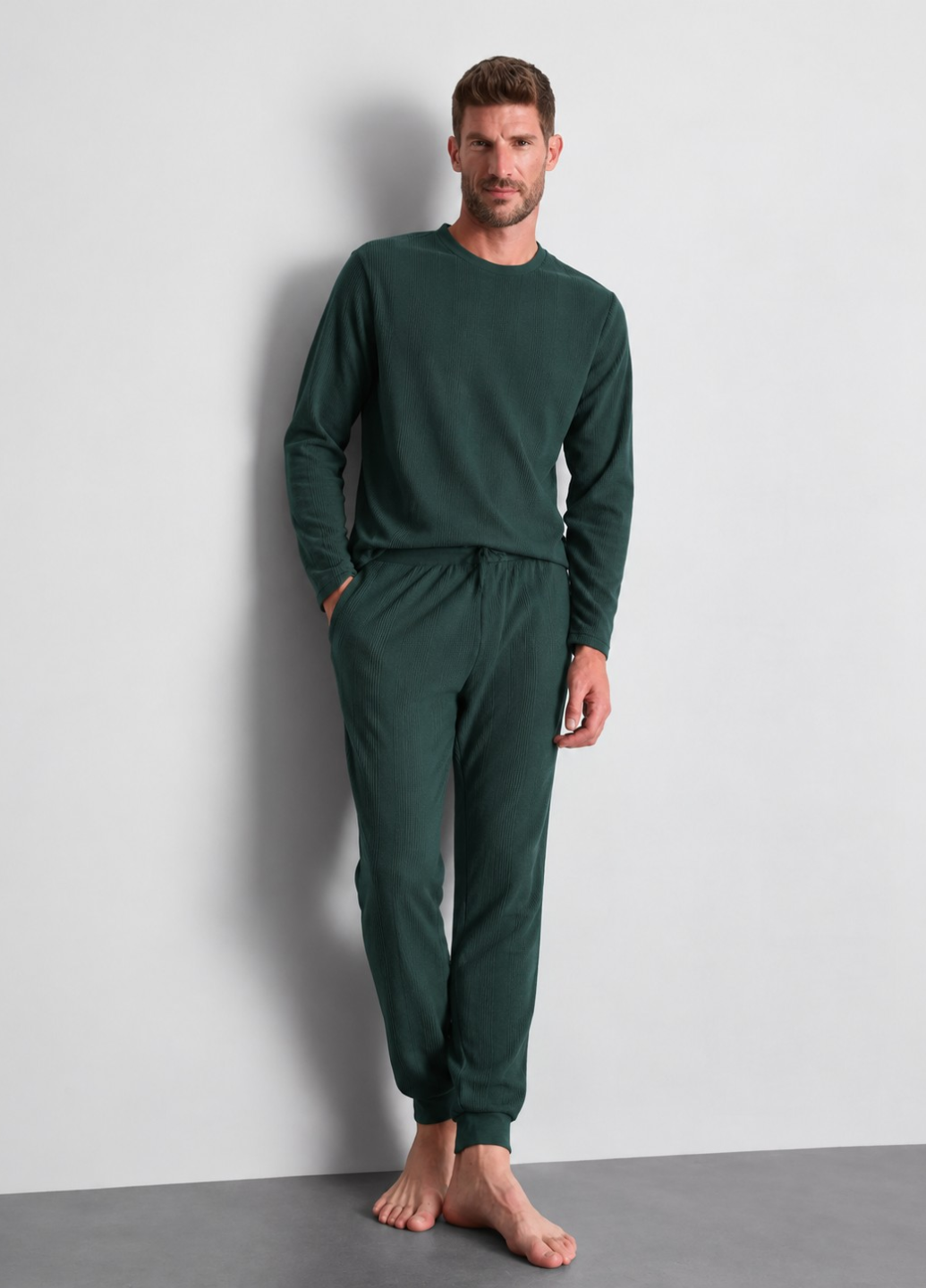 Піжамний комплект PRIMARK Pyjamas Long sleeve в рубчик XS Темно-зелений (278) Піжамний комплект PRIMARK Pyjamas Long sleeve в рубчик XS Темно-зелений (278)