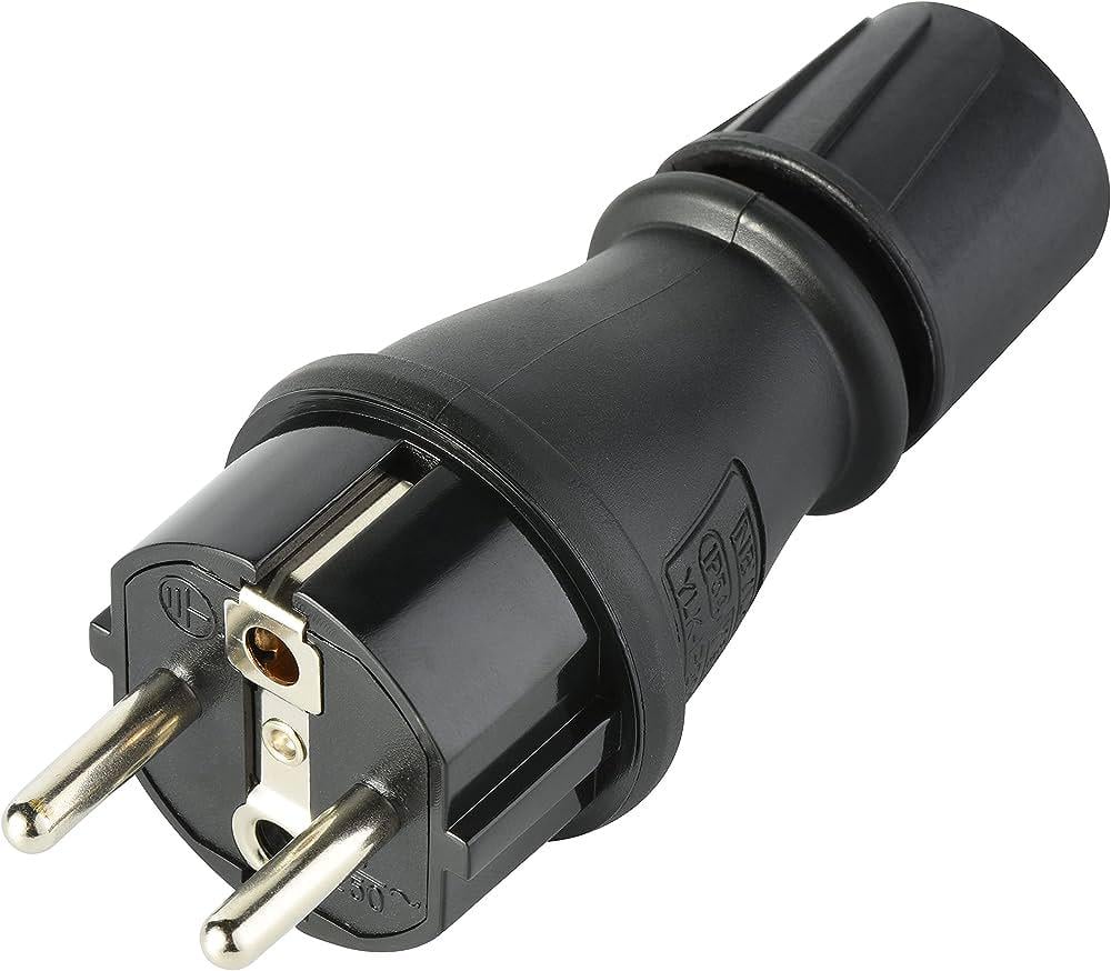 Вилка Electraline гумова IP54 16A 250V Сіро-чорний (55084)