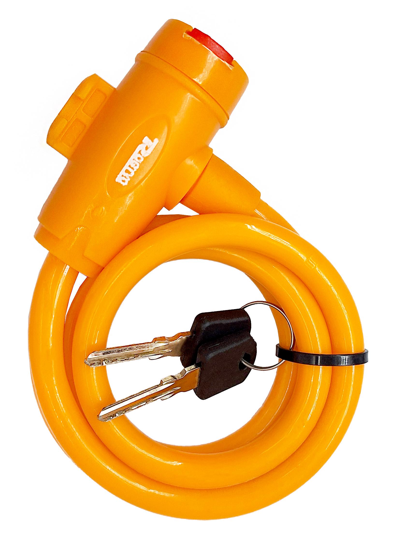 Замок велосипедний Rogtyo тросовий під ключ 12x1200 мм Жовтий (G0001590)