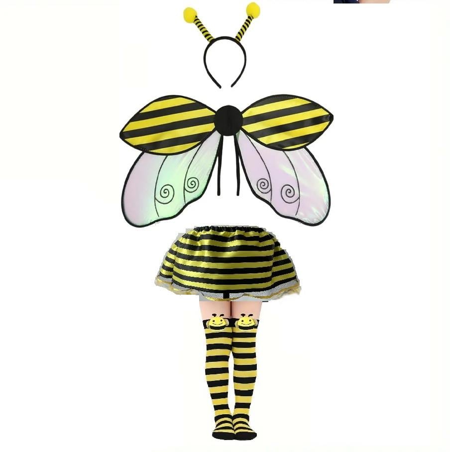 Костюм дитячий Бджілка з подвійними крилами/спідницею/гетрами та обідком (2641709197)