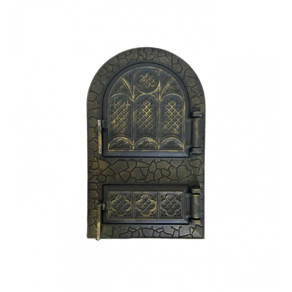 Дверца чугунная спаренная Булат 330х530 мм Микулин арочная Бронзовый