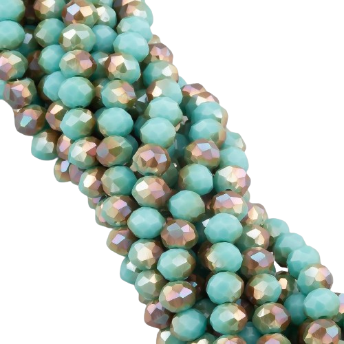 Бусины Swarovski огранка рондель АВ 6х4,8 мм 40 см 85 шт. Бирюзовый с коричневым (БС6276а71)