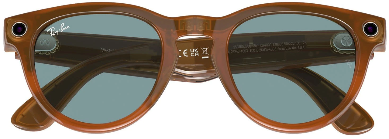 Смарт-очки Ray-Ban Meta Headliner Shiny Caramel Transparent Frame/Teal Blue Lenses RW4009 670680 50-23 - фото 6