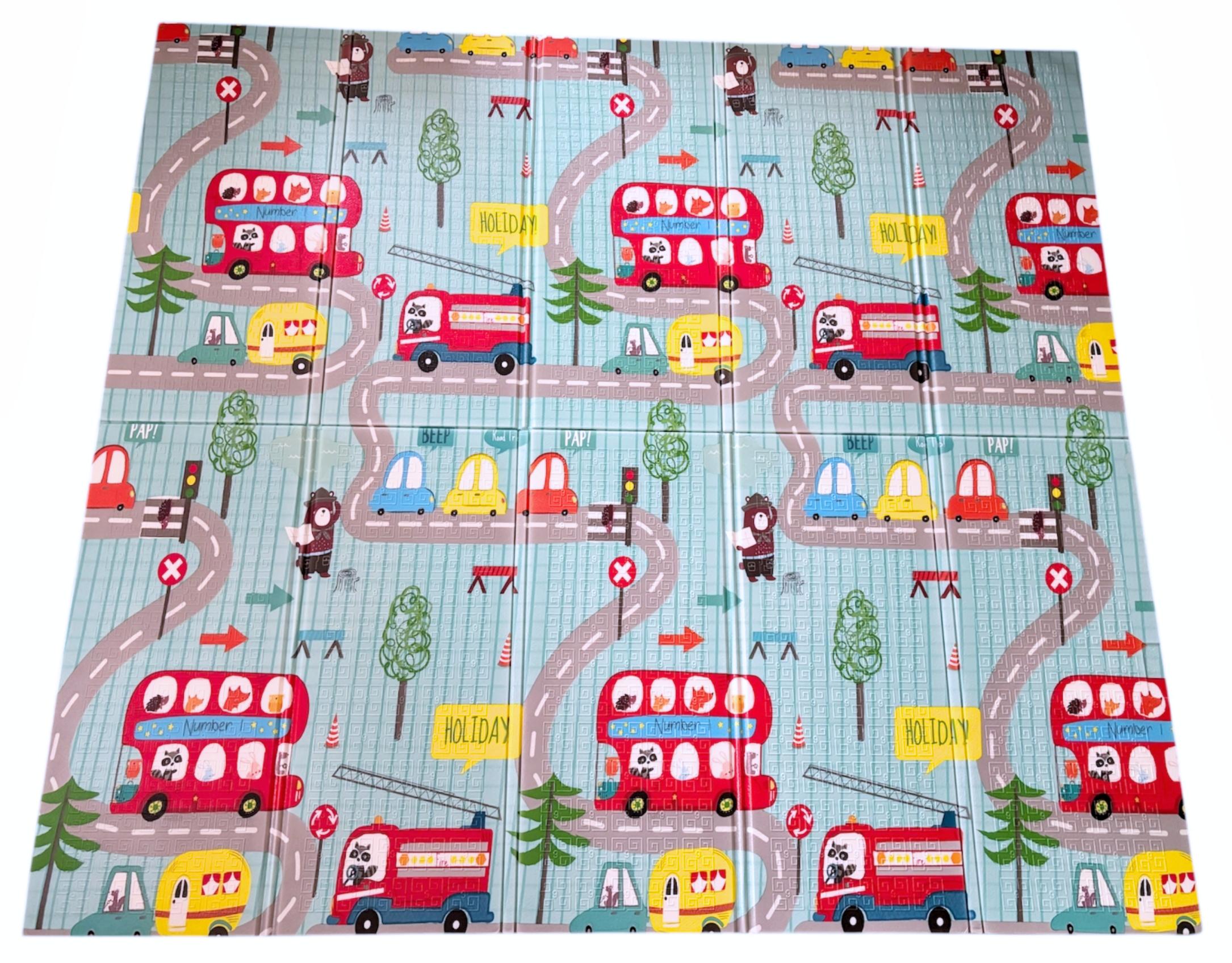 Термоковрик детский двухсторонний складной с дорогой и животными антискользящий с ростомером с сумкой 180x200 см (33530523) Термоковрик детский двухсторонний складной с дорогой и животными антискользящий с ростомером с сумкой 180x200 см (33530523)