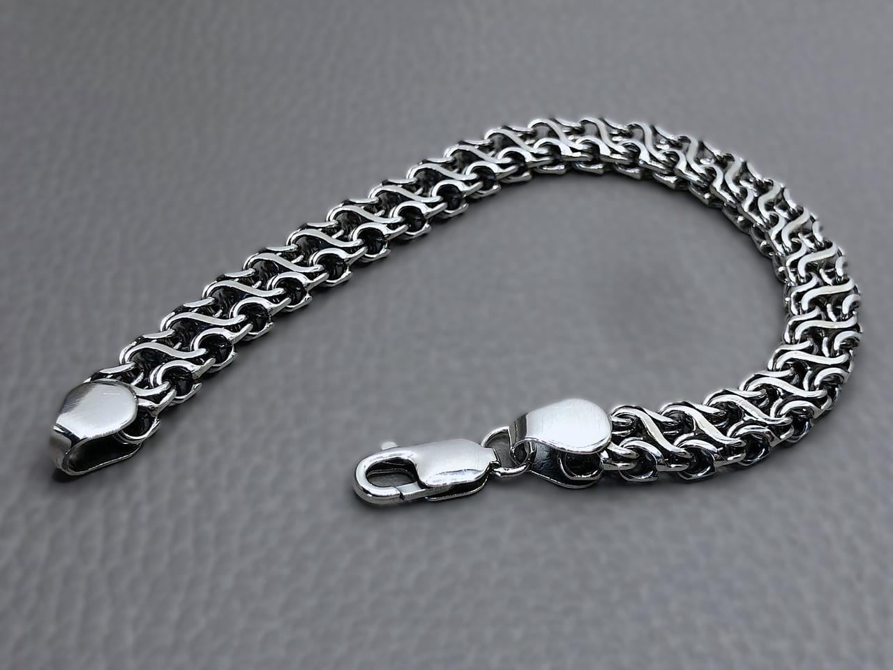 Браслет мужской серебряный Гермес р. 24