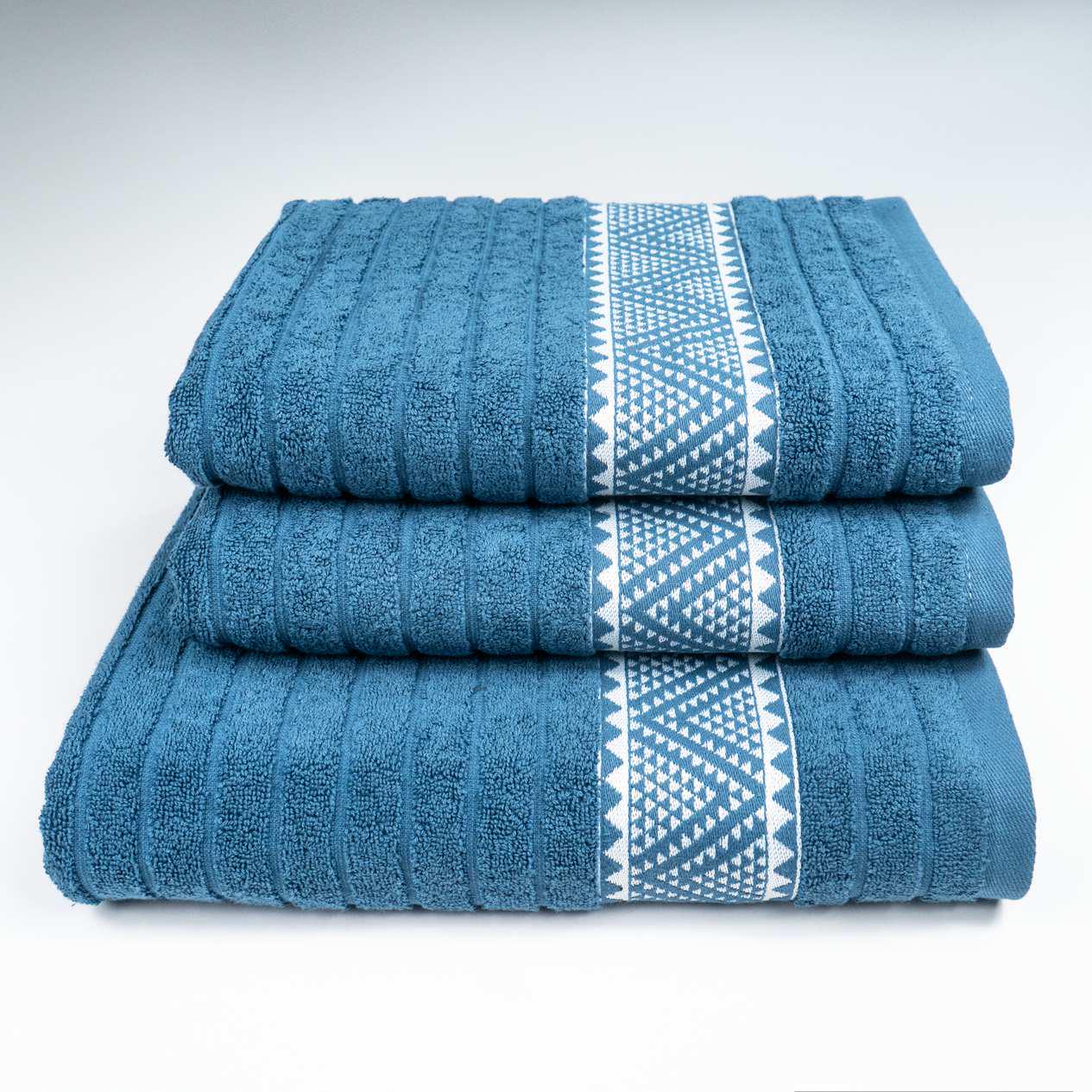 Комплект махровых полотенец GM Textile Зипп 3 шт. Синий (500-k-zipp-blue)
