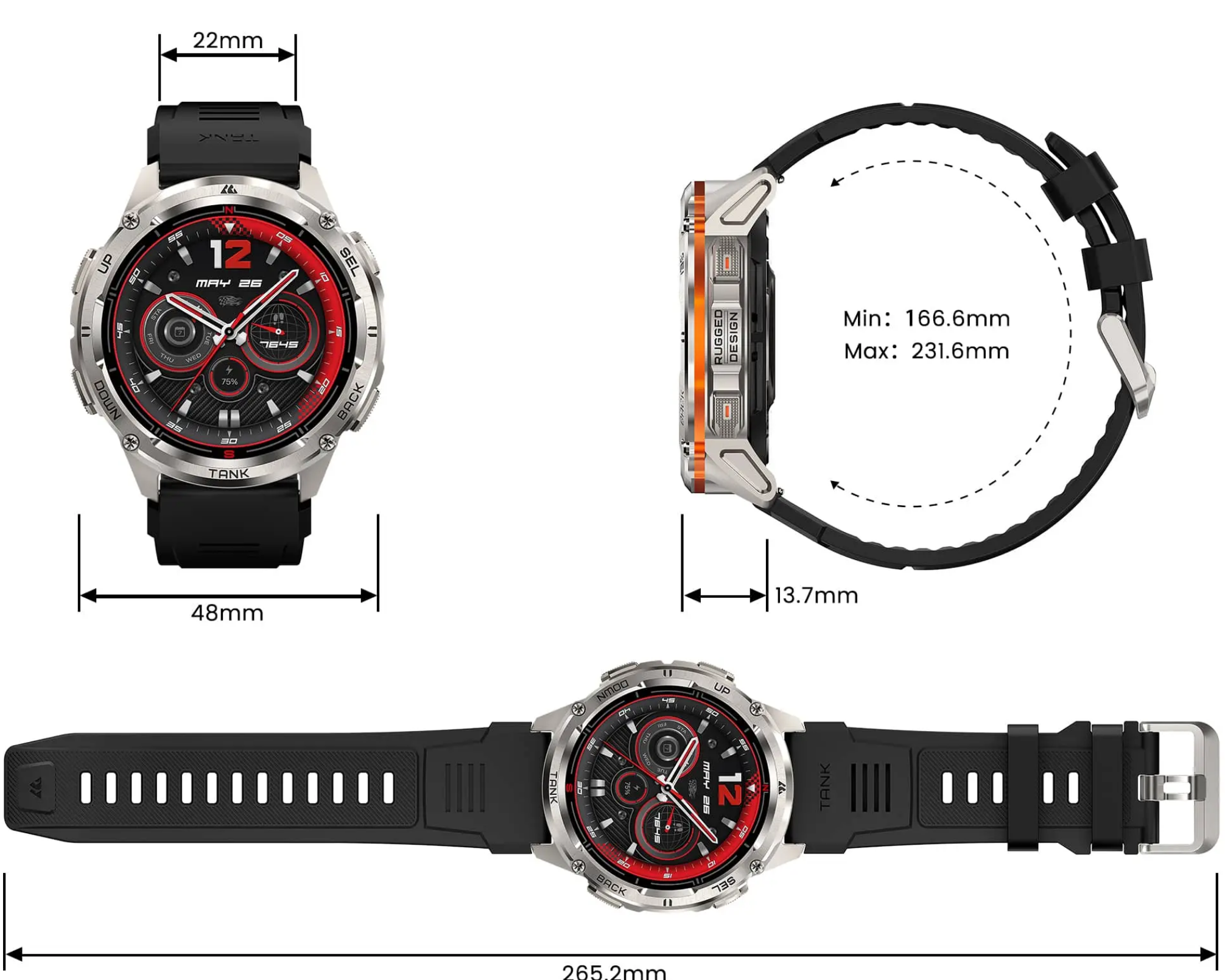 Смарт-часы тактические Kospet Tank T3 ULTRA 2 Special Edition Black - фото 12
