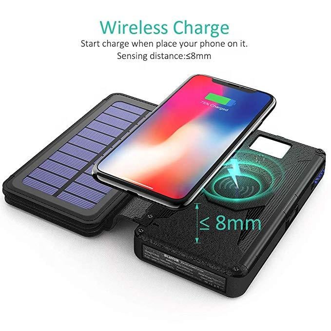 Павербанк із сонячною панеллю Portable Solar Charger Wireless 6 panel VHG DN38 20000 mAh Black - фото 4