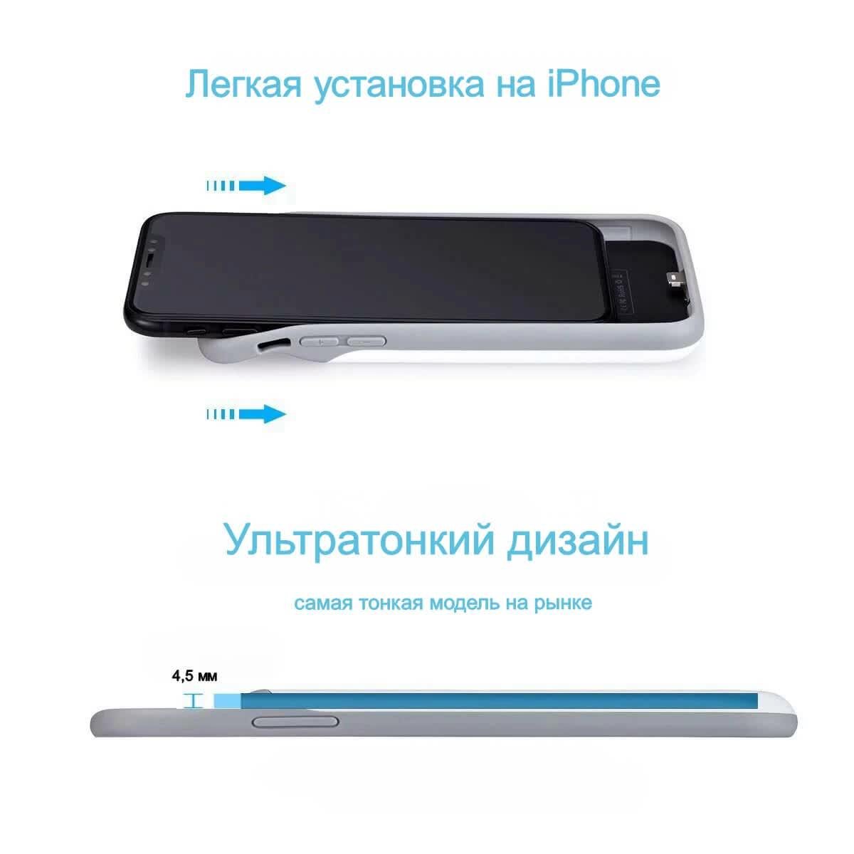 Чохол акумулятор iBattery для iPhone X/Xs 3200 mAh White - фото 6