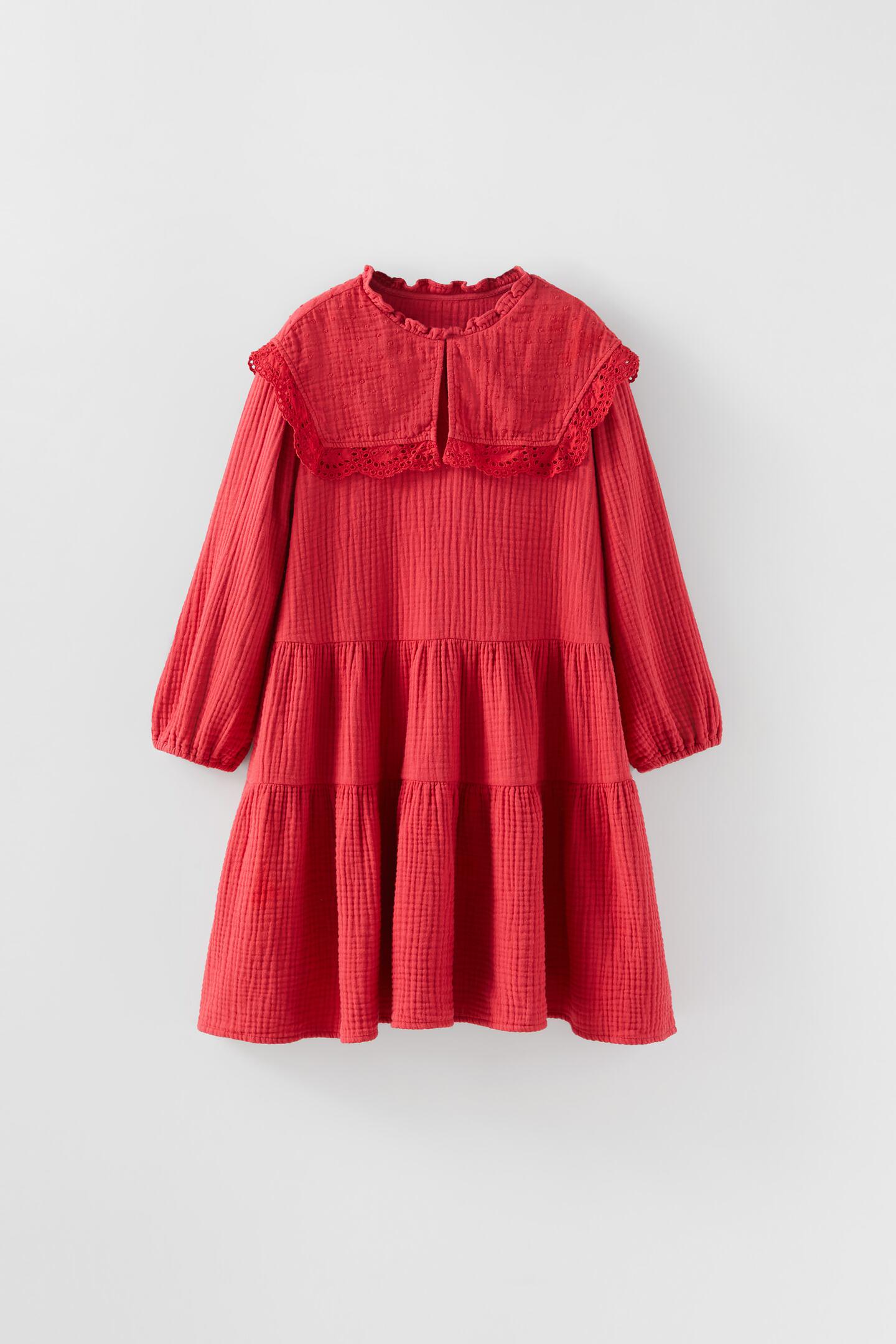 Платье с длинными рукавами для девочки Zara 140 см Красный (1225538641)
