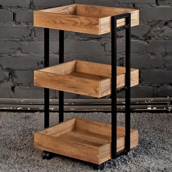 Этажерка для ванной из дерева на колесиках Неартис Венге/Сиена (АБТ-01061205)