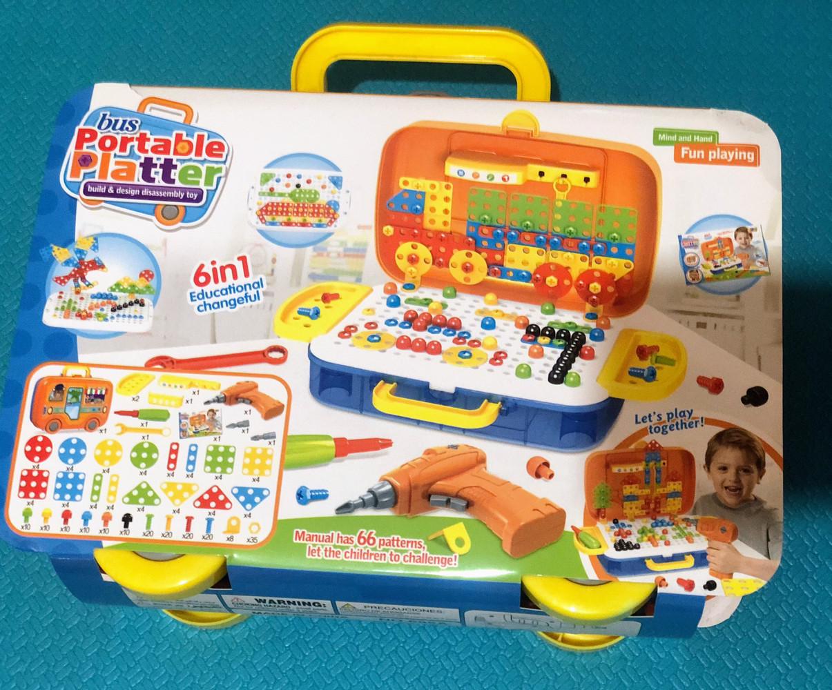 Конструктор-мозаїка Portable Platter 6в1 розвиваючий з дрилем 258 деталей (54472) - фото 2 Конструктор-мозаїка Portable Platter 6в1 розвиваючий з дрилем 258 деталей (54472) - фото 2