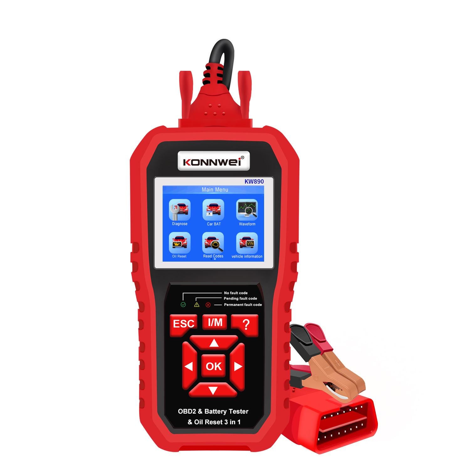 Автосканер универсальный Konnwei KW890 АКБ/диагностический ОБД2/EOBD/OBD2 (19499)