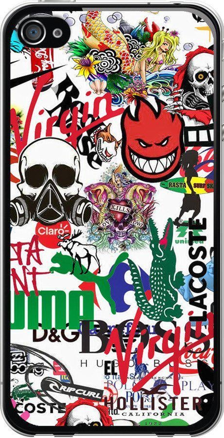 Чехол на iPhone 4s Many different logos (4022t-12-42517)