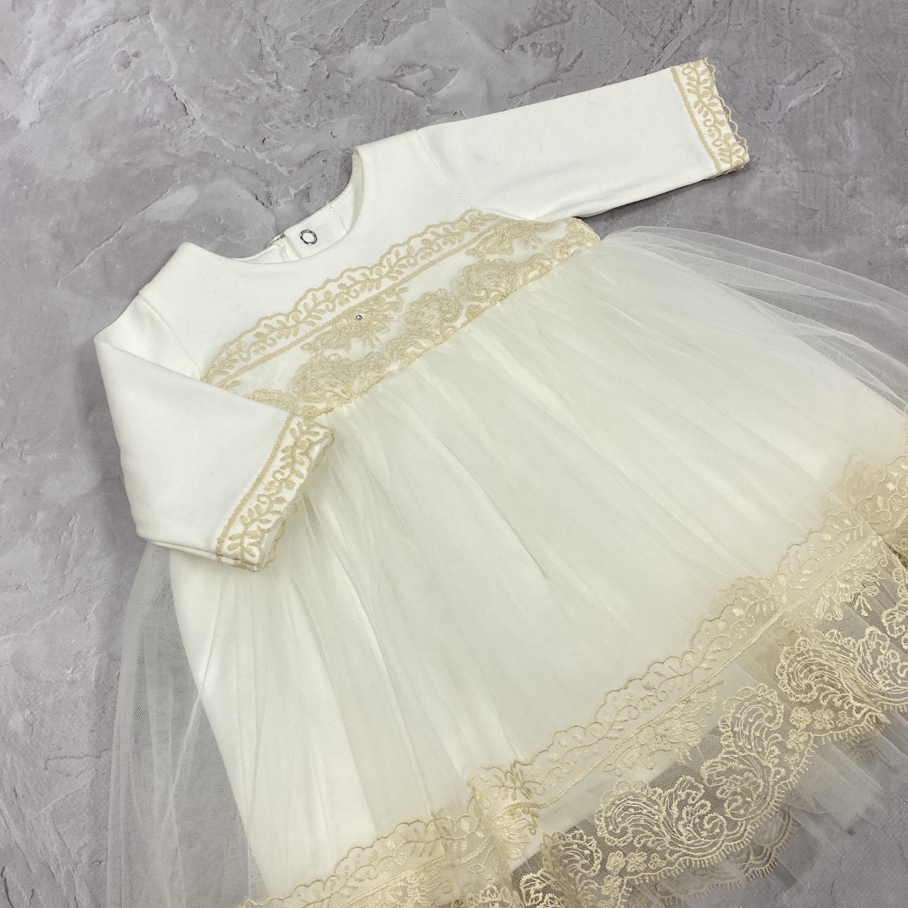 Сукня дитяча святкова Ванесса з мереживом і фатином для хрестин/дня народження/фотосесії р. 92 Молочний (29705822) - фото 4 Сукня дитяча святкова Ванесса з мереживом і фатином для хрестин/дня народження/фотосесії р. 92 Молочний (29705822) - фото 4