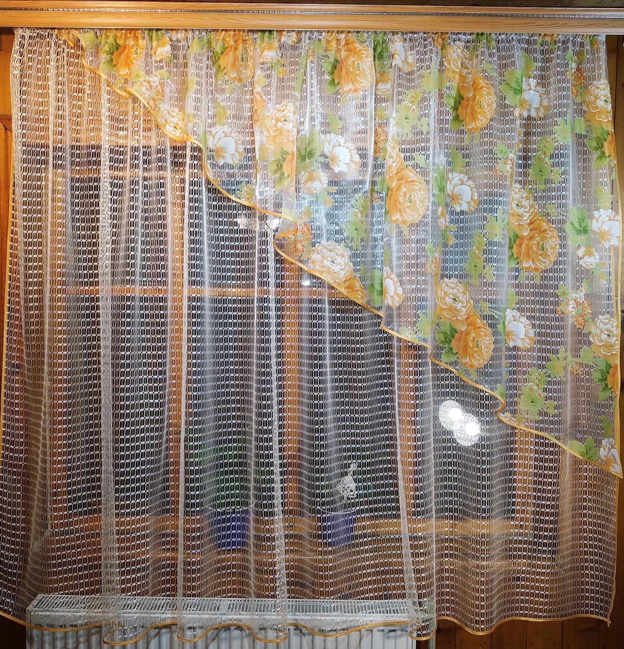 Штори Фаїна права Молочний/Півонія/Жовтий (1718123374)