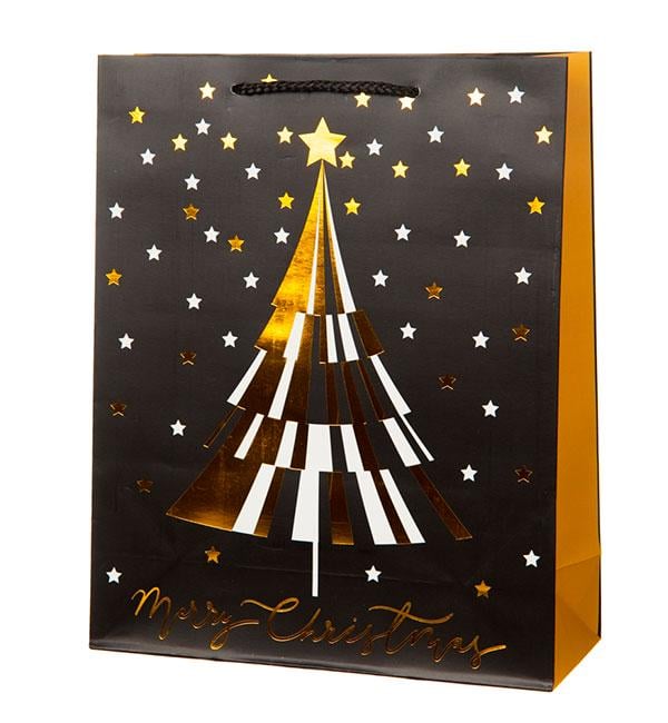 Новогодний пакет Christmas tree 30х40х12 см ламинированный картон (514733)