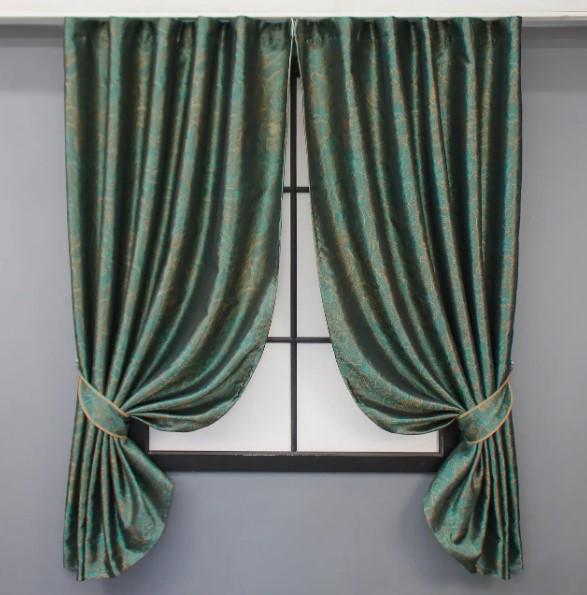 Комплект штор Fantasy жаккард 1,4х1,7 м 2 шт. Изумрудный/Золотистый (1633ш 35-0289)