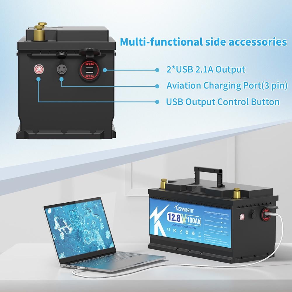 Аккумулятор Kepworth LiFePO4 12V 100Ah 1280W 352 мм с зарядным устройством BMS (K12100352) - фото 5