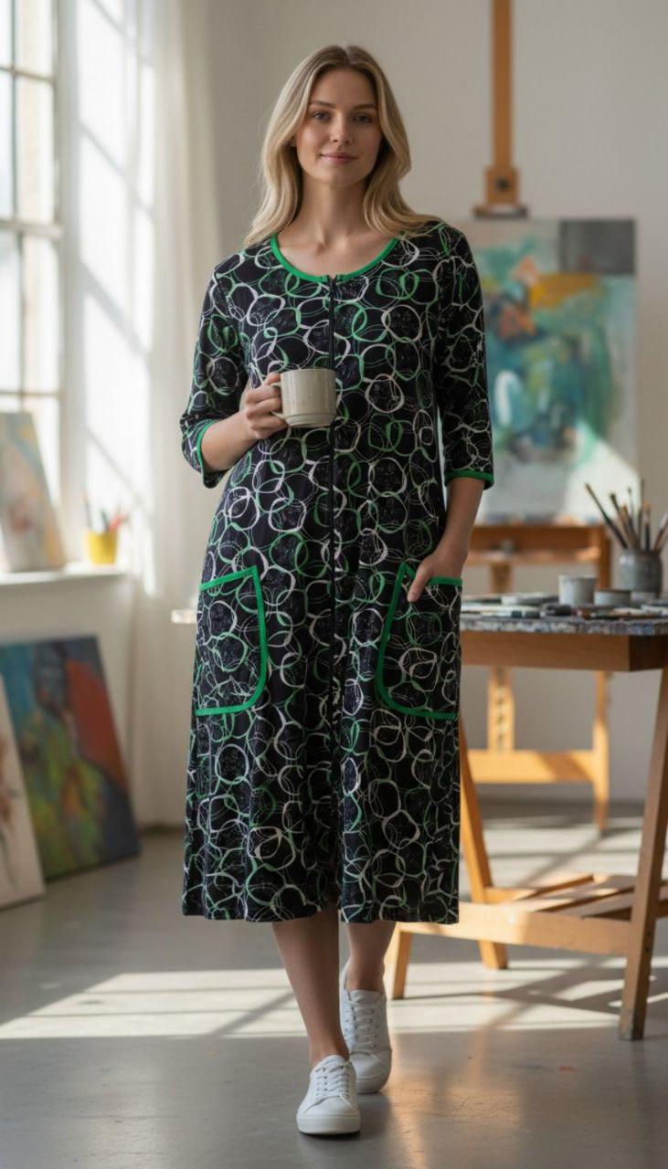 Халат женский велюровый 6728k на молнии р. 58 Разноцветный