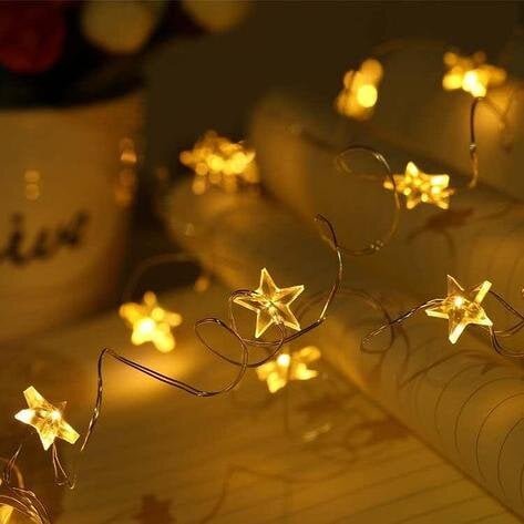 Светодиодная гирлянда Звездочки 2 м 20 LED Золото