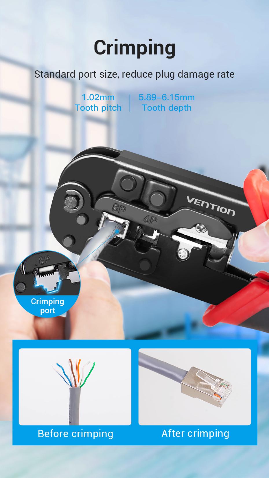 Кримпер Vention 8P 6P 4P для кабеля Cat 5e/6 185 мм (29516835) - фото 8
