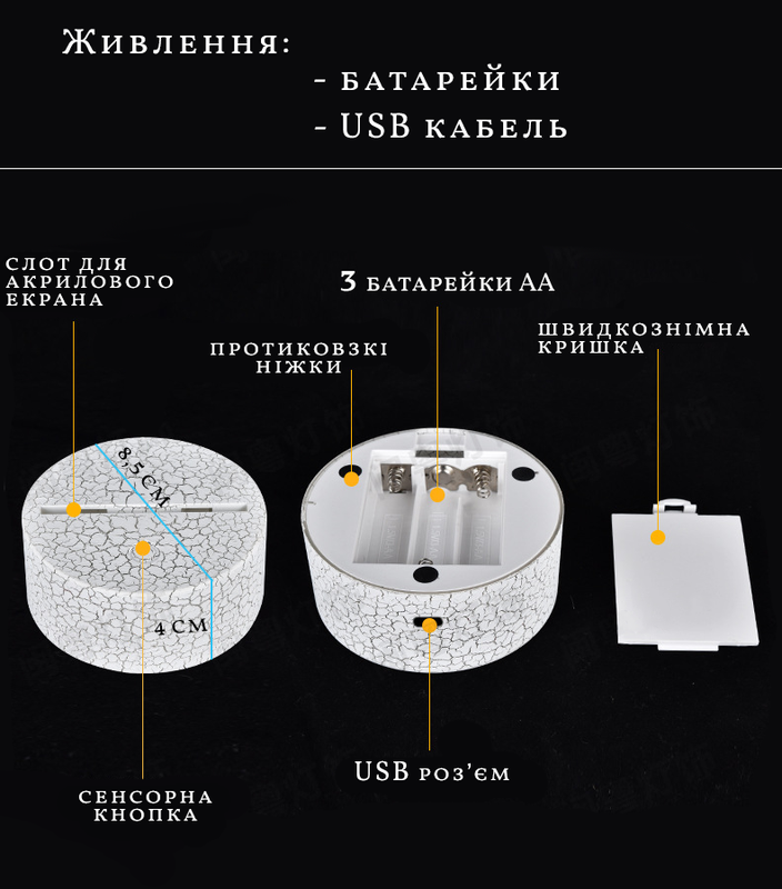 Нічник 3D LED Harry Potter Снітч 16 кольорів USB/батарейки з пультом Білий (07-9) - фото 5 Нічник 3D LED Harry Potter Снітч 16 кольорів USB/батарейки з пультом Білий (07-9) - фото 5
