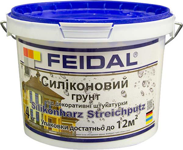 Грунт-фарба Feidal Silikonharz Streichputz силіконова адгезійна з кварцовим наповнювачем для внутрішніх та зовнішніх робіт база А біла 4 кг (1816674293)