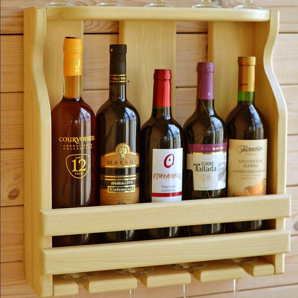 Полка для вина настенная из дерева Сикагура Лимонад (ПНК-011951)