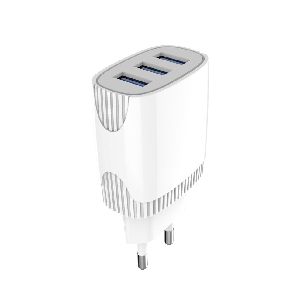 Мережевий зарядний пристрій Aspor A813 3USB/3,4A та USB кабель Lightning Білий (925215)
