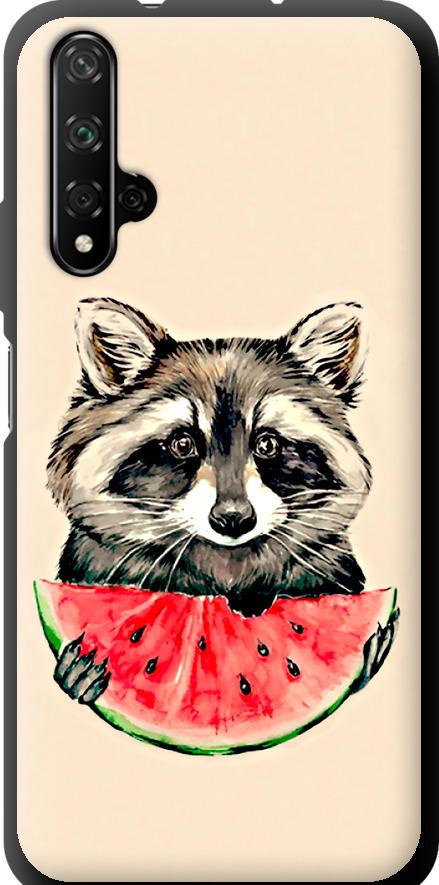 Чехол на Huawei Honor 20 Енотик с арбузом (4605b-1697-42517)