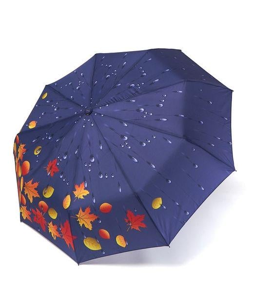 Зонтикик женский Susino автомат на 9 спиц с осенними листьями Фиолетовый (№3030)