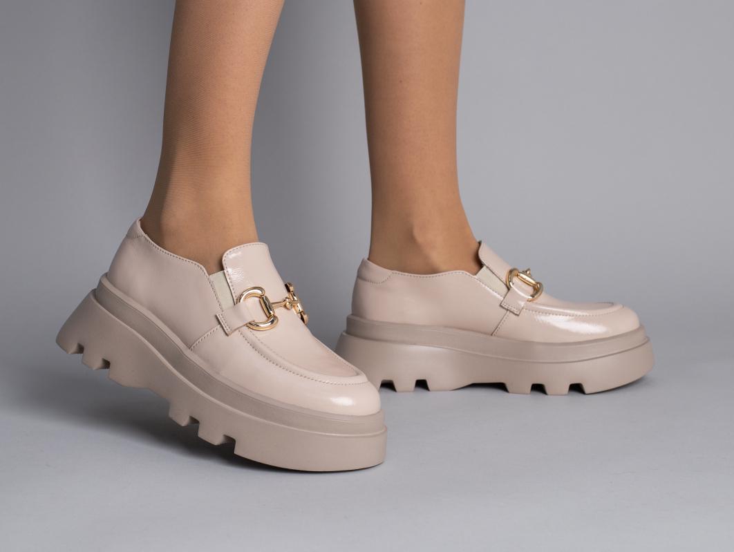 Лоферы женские кожа наплак р. 36 Бежевый (3903-1/36)