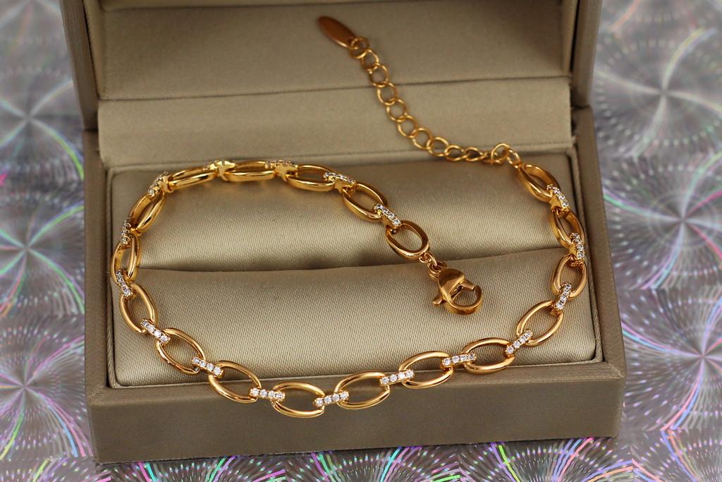 Браслет Xuping Jewelry Изящный овал 18 см 6 мм Золотистый (1865622428)