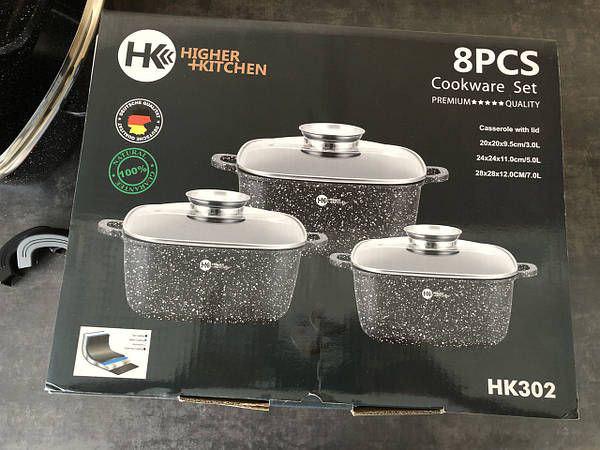 Набір каструль Higher Kitchen HK-302 з гранітним покриттям антипригарним Чорний - фото 7 Набір каструль Higher Kitchen HK-302 з гранітним покриттям антипригарним Чорний - фото 7