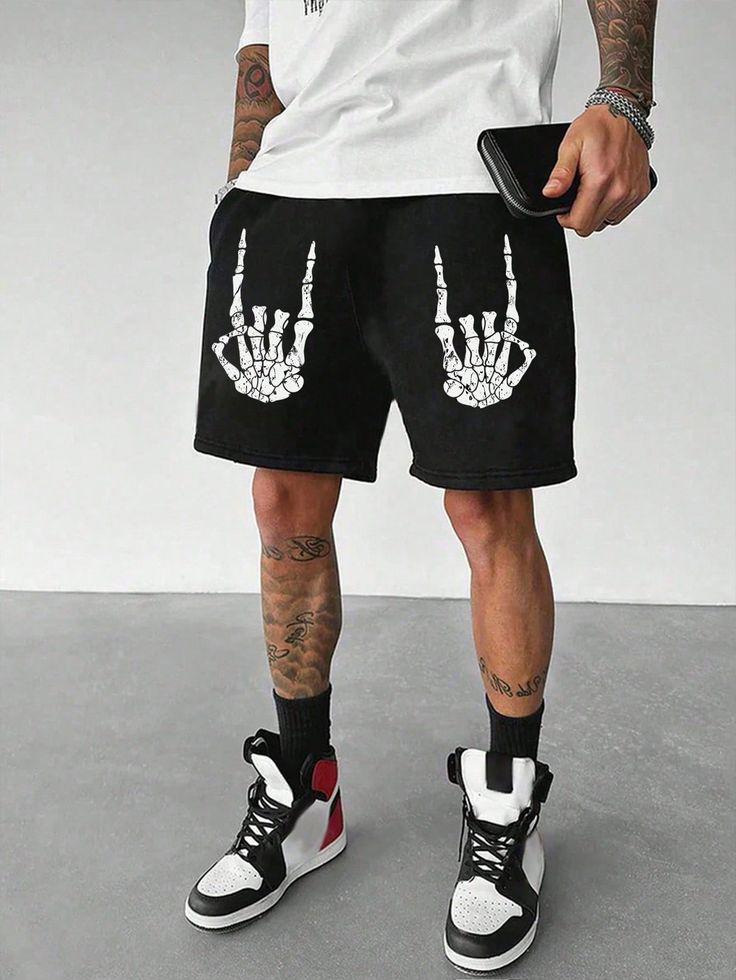 Шорти 67-041 з ДТФ-друком S Чорний (31603)