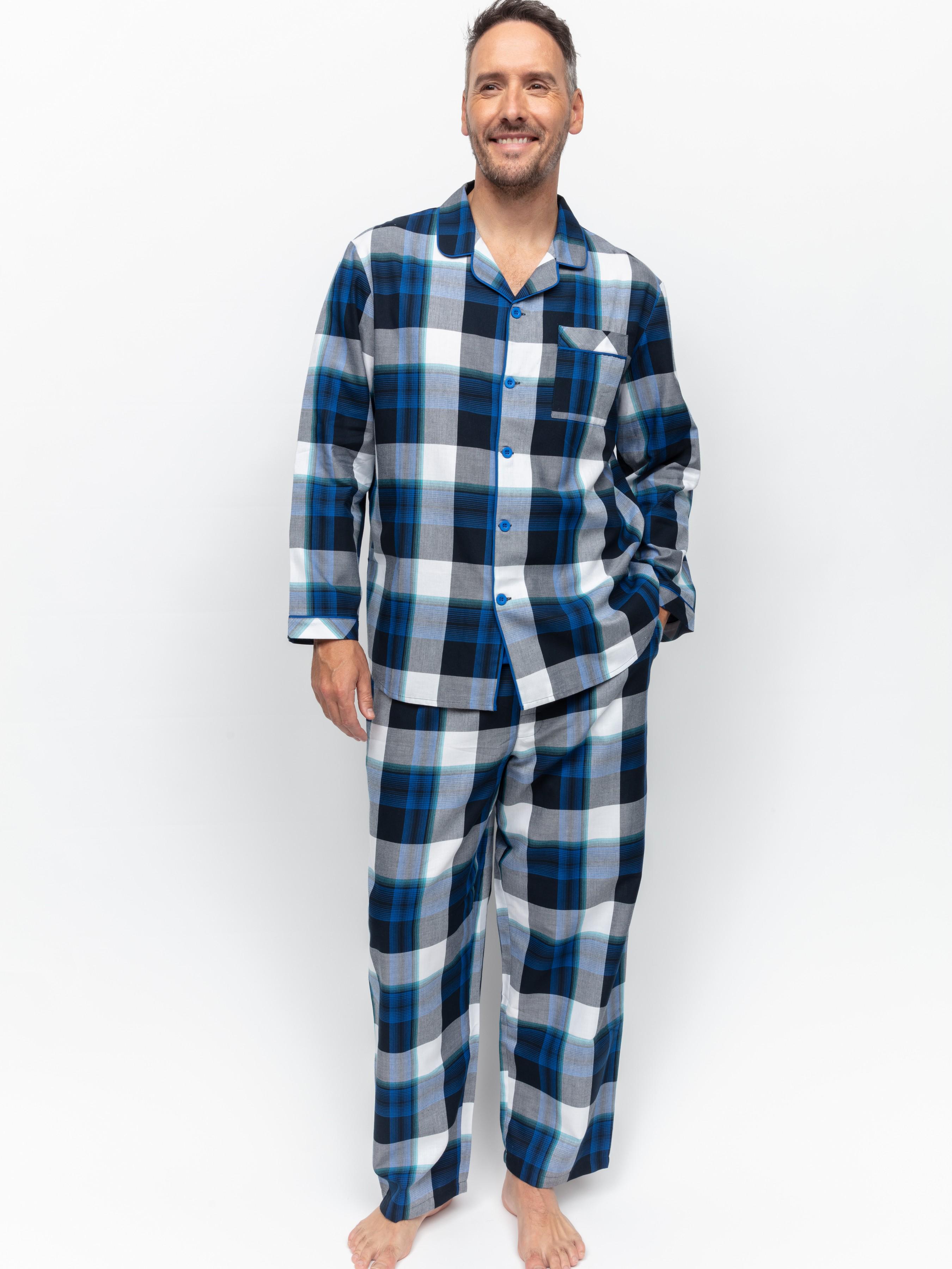 Пижама мужская CYBERJAMMIES Aldrin 6967-6968 XL Синий в клетку (5051877483231)