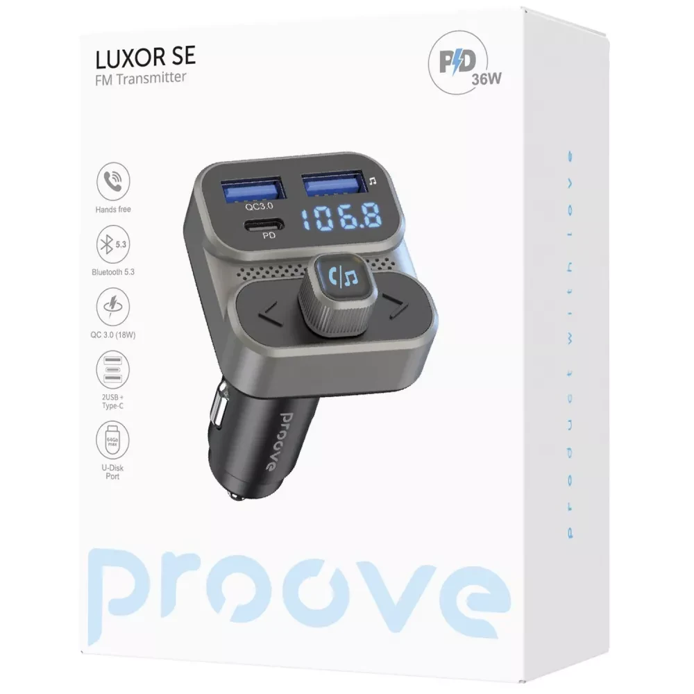 АЗП Proove FM Launcher Luxor SE 36W PD+QC3.0 Type-C+USB АЗП Proove FM Launcher Luxor SE 36W PD+QC3.0 Type-C+USB