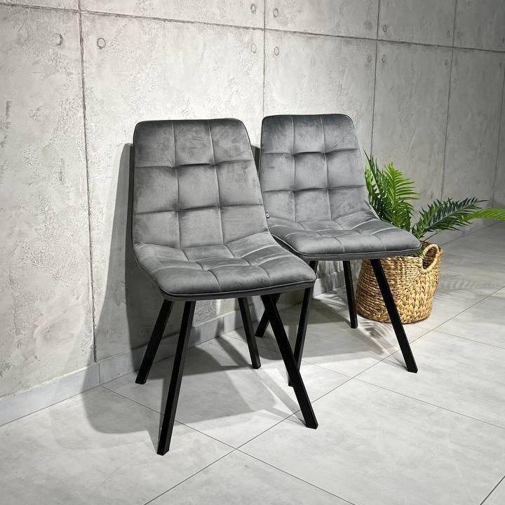 Стул кухонный велюровый Jam EximTextil Жасмин Графит/Черный мат