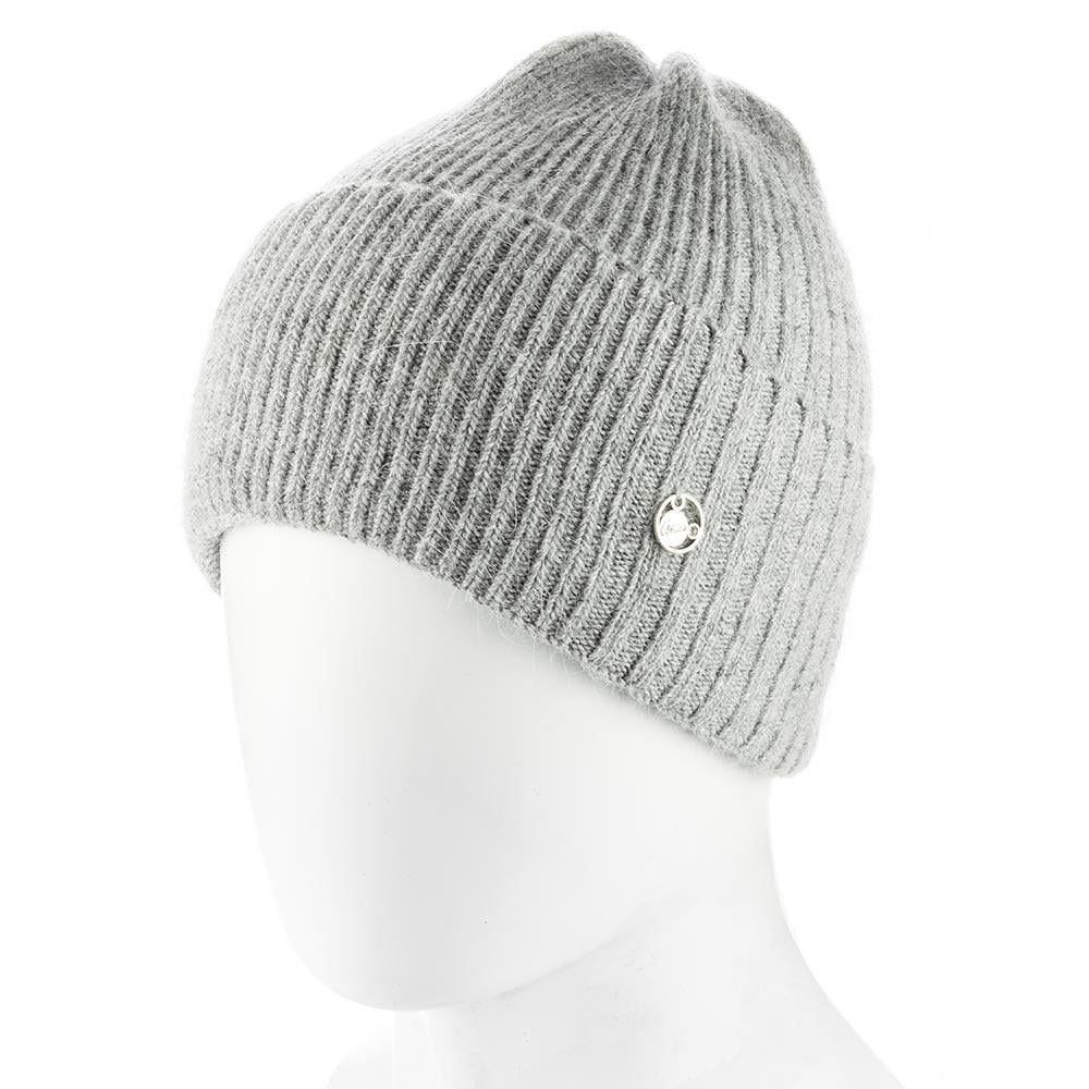 Шапка женская ангоровая сверху собрана Atrics WH909 утепленная флисом с отворотом Серый - фото 1