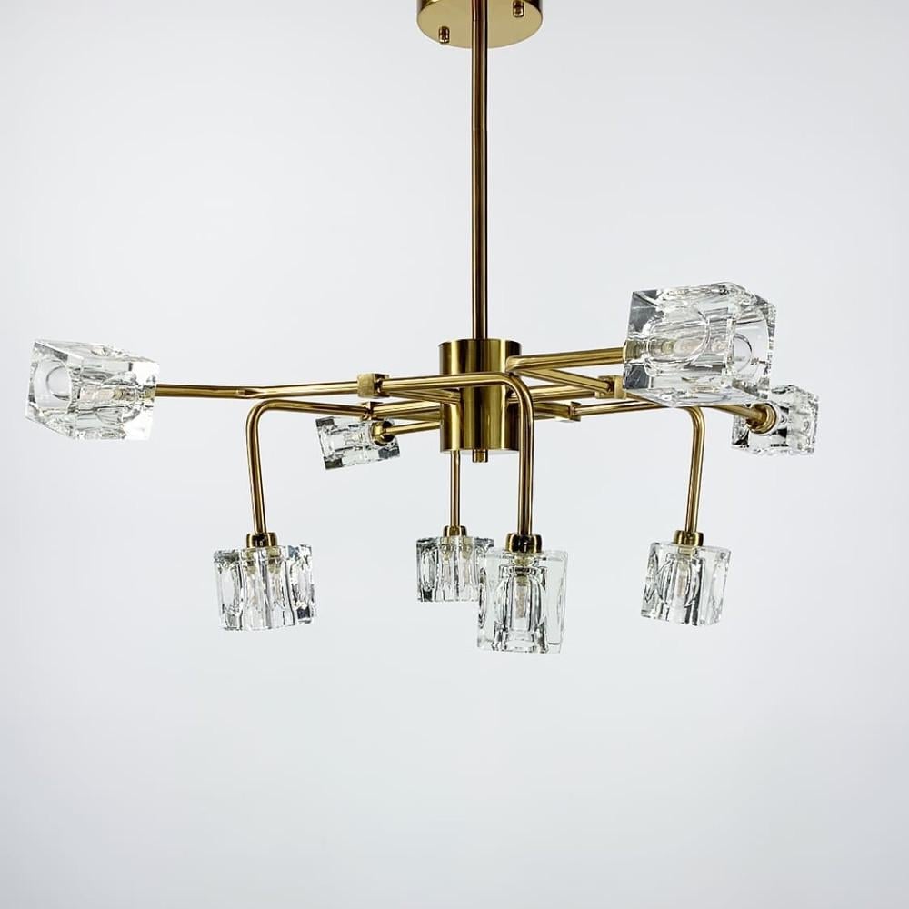 Люстра дизайнерская Crystal square на 8 ламп Латунь (H 9828/8)