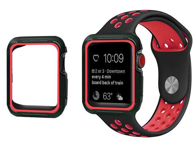 Силиконовый защитный корпус Primo для Apple Watch 44 мм Black/Red (863438212) - фото 3