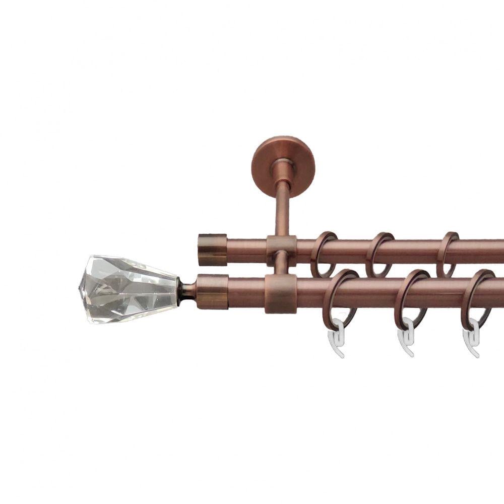 Карниз металлический Orvit Лучетта двухрядный закрытый/гладкая труба/кольцо фасонное металлическое Медь 19/16 мм 160 см (6938821)