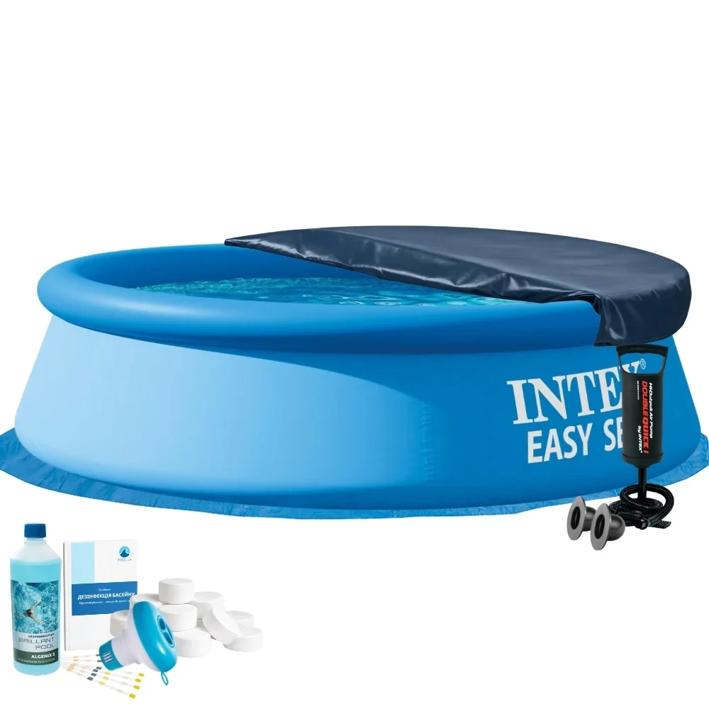 Бассейн надувной круглый Easy Set Intex 28106-6в1 с защитой чаши/химией 244х61 см. Синий (147-9-28106-6) Бассейн надувной круглый Easy Set Intex 28106-6в1 с защитой чаши/химией 244х61 см. Синий (147-9-28106-6)