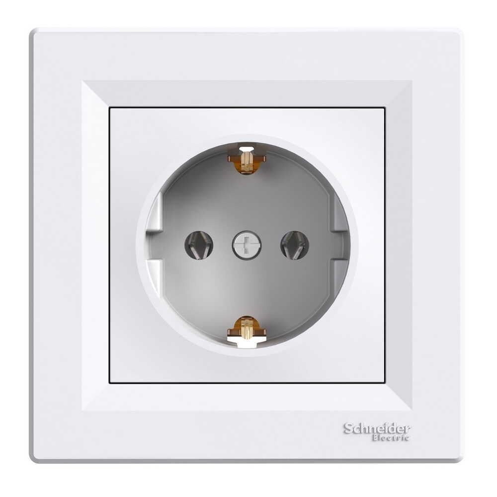 Розетка Schneider Electric 1-ная с заземлением Белый (EPH2900121)