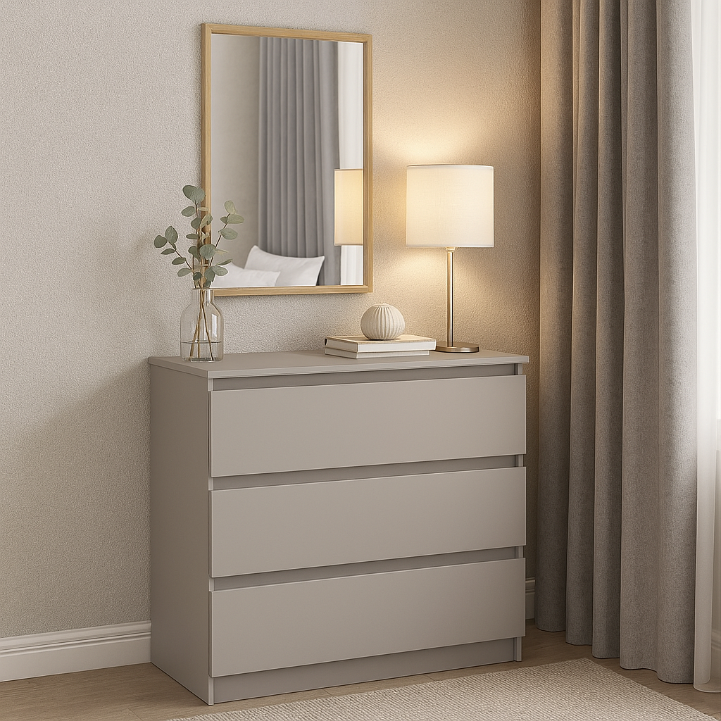 Комод К1 3Я SENAM 755х800х400 мм корпус ДСП Кашемир фасад МДФ краска NCS S 2002-Y50R Шелк матовый