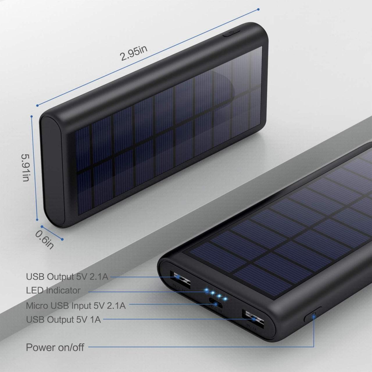 Портативний зарядний пристрій Solar Power Bank 26800 mAh HX160S4 з сонячною панеллю Black (0058) - фото 2