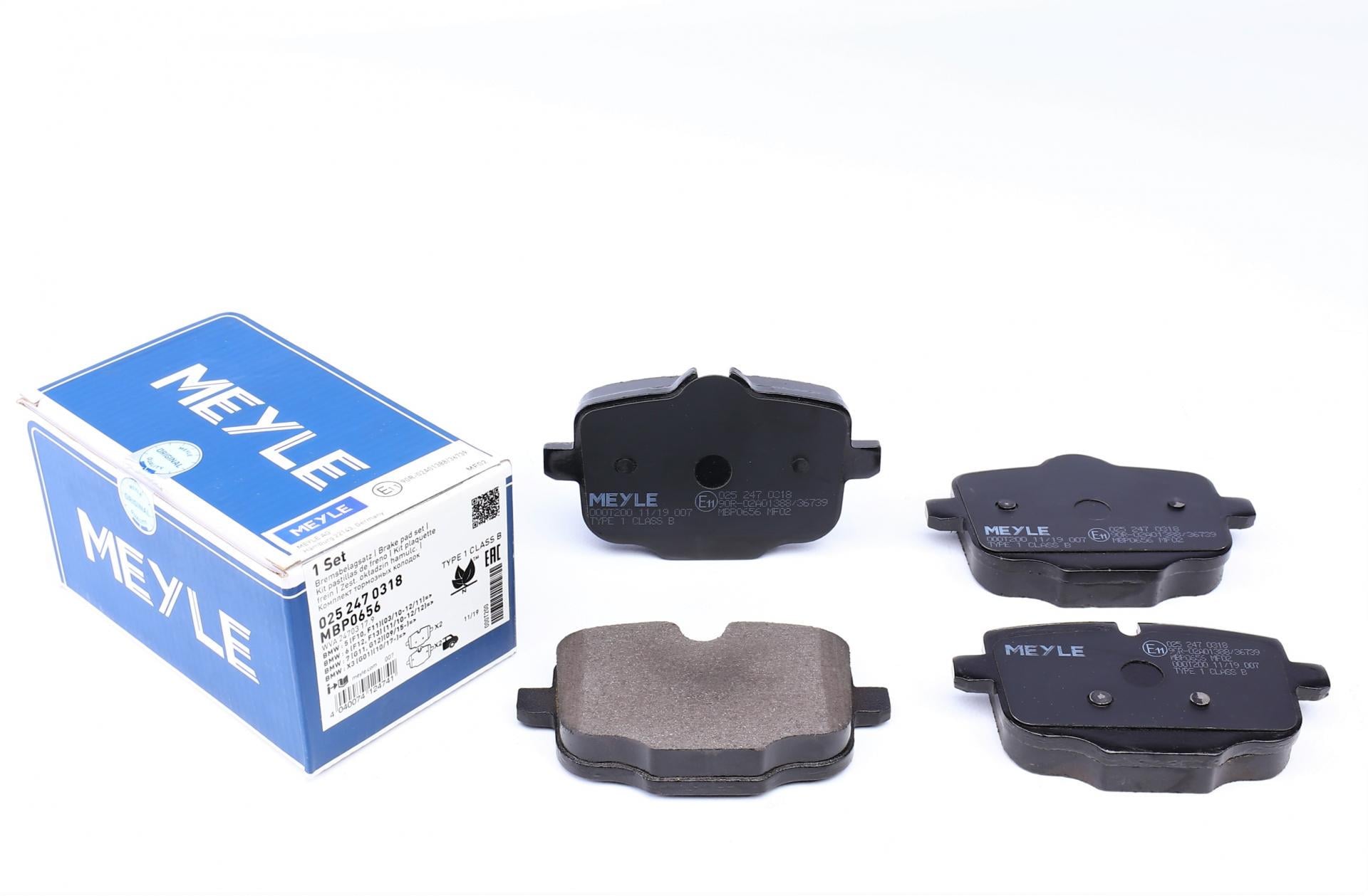 Колодки тормозные задние Meyle BMW 5 F10/F11/6 F12/F13/ 7 G11/G12/ X5 G05/ X6 G06/ X7 G0710- (025 247 0318)