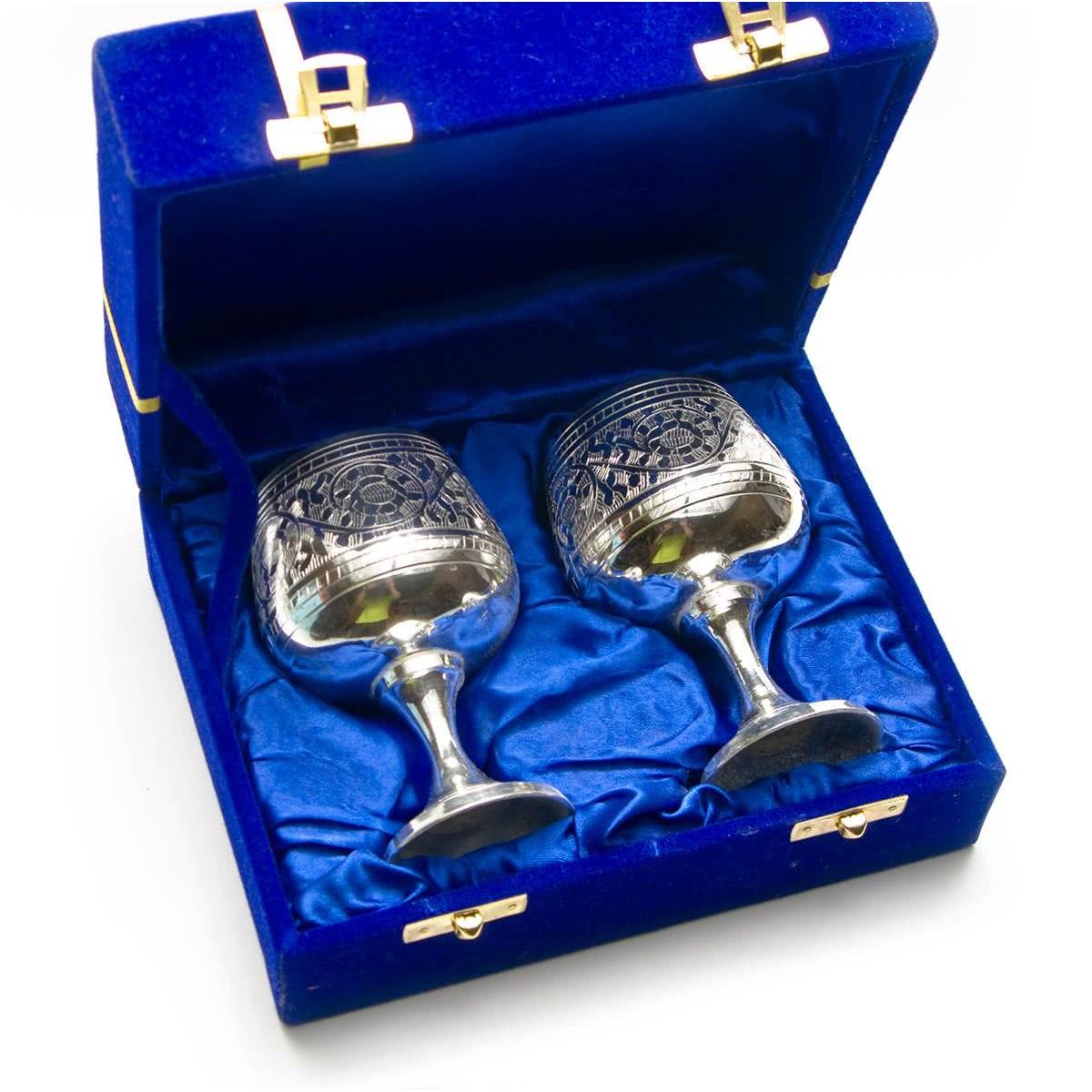 Бокалы бронзовые 150 мл h 11 см 19х15х8 см 2 шт. Посеребренный (26771) - фото 2 Бокалы бронзовые 150 мл h 11 см 19х15х8 см 2 шт. Посеребренный (26771) - фото 2